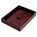 Burgundy Red 24Kt Gold Tooled Front Load Letter Tray w/ Lid